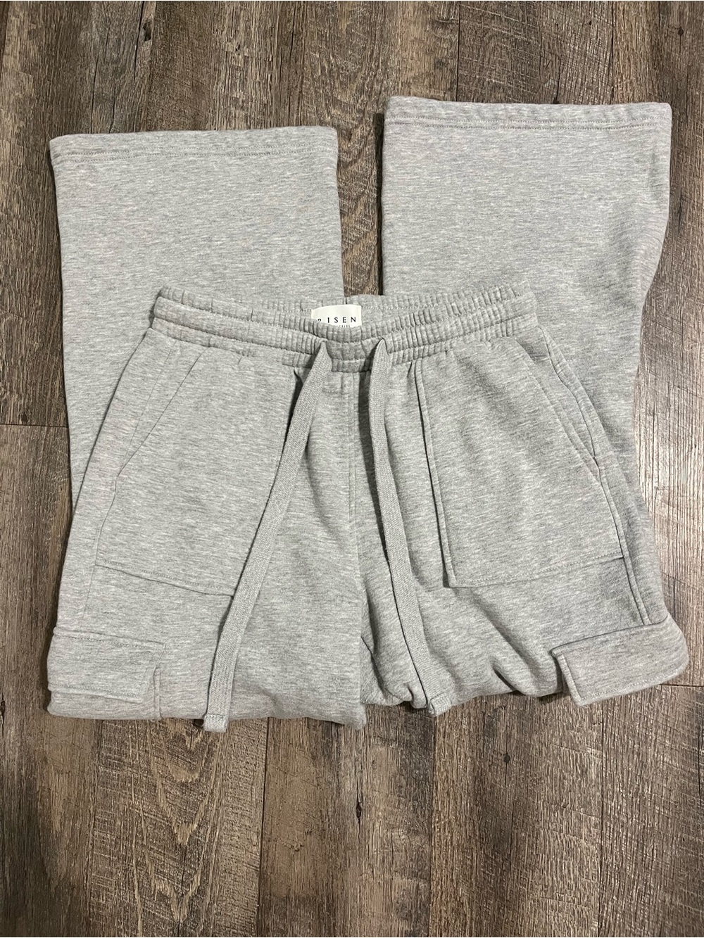 Risen Los Angeles Light Grey Wide-Leg Lounge Pants with Drawstring